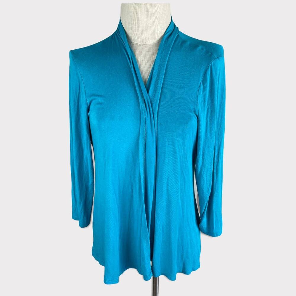 Studio Works Womens Large Blue Open Front Cardigan